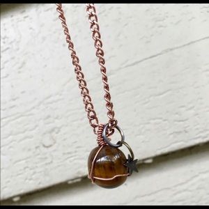 Round Tigers Eye Handmade Healing Crystal Necklace